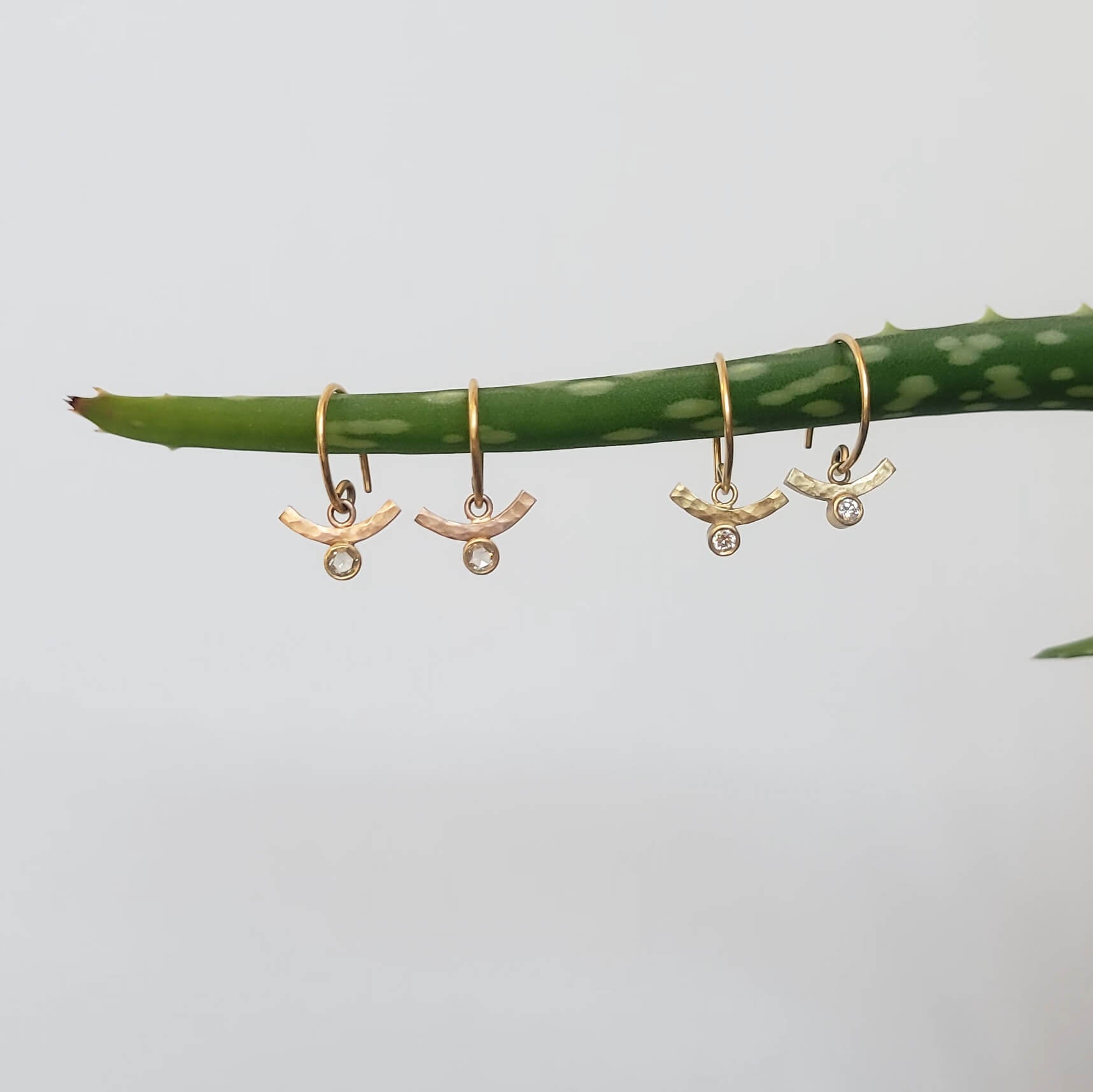Arc Earrings in Rose Gold with Rosecut Diamond Accents
