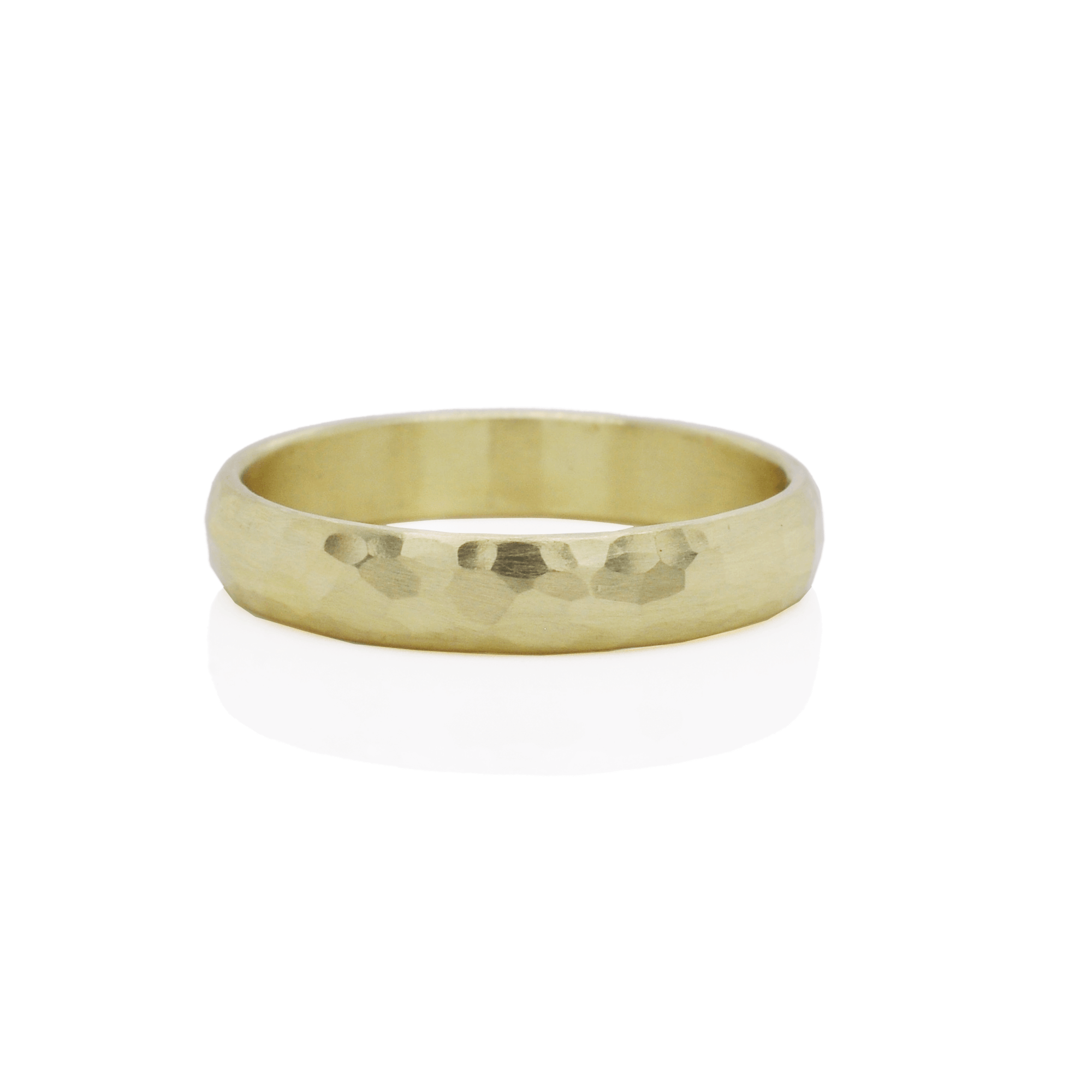 4mm Low Dome Hammered Band in 14k Green Gold