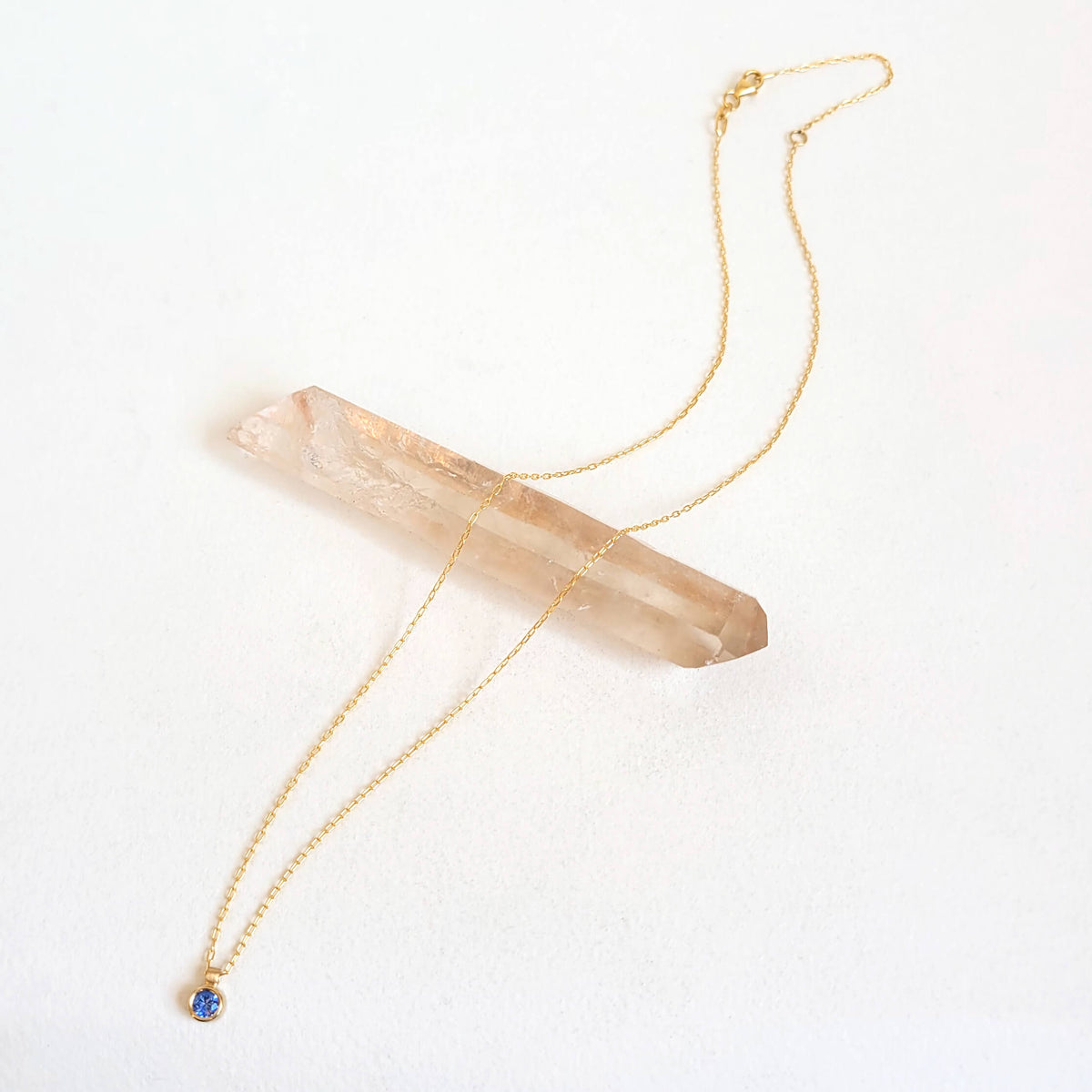 Blue Sapphire Necklace in Yellow Gold