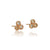Mixed diamond 3 stone stud earrings in rose gold. Handmade by EC Design Jewelry in Minneapolis, MN.