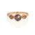 Three stone diamond ring in rose gold. Handmade by EC Design Jewelry in Minneapolis, MN.