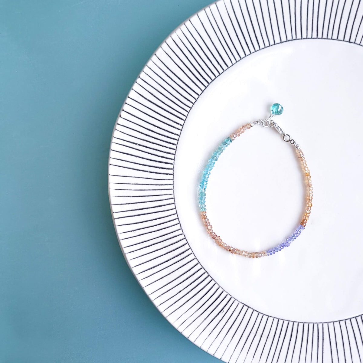 Faceted Champagne Spinel, Tanzanite, and Apatite Bracelet