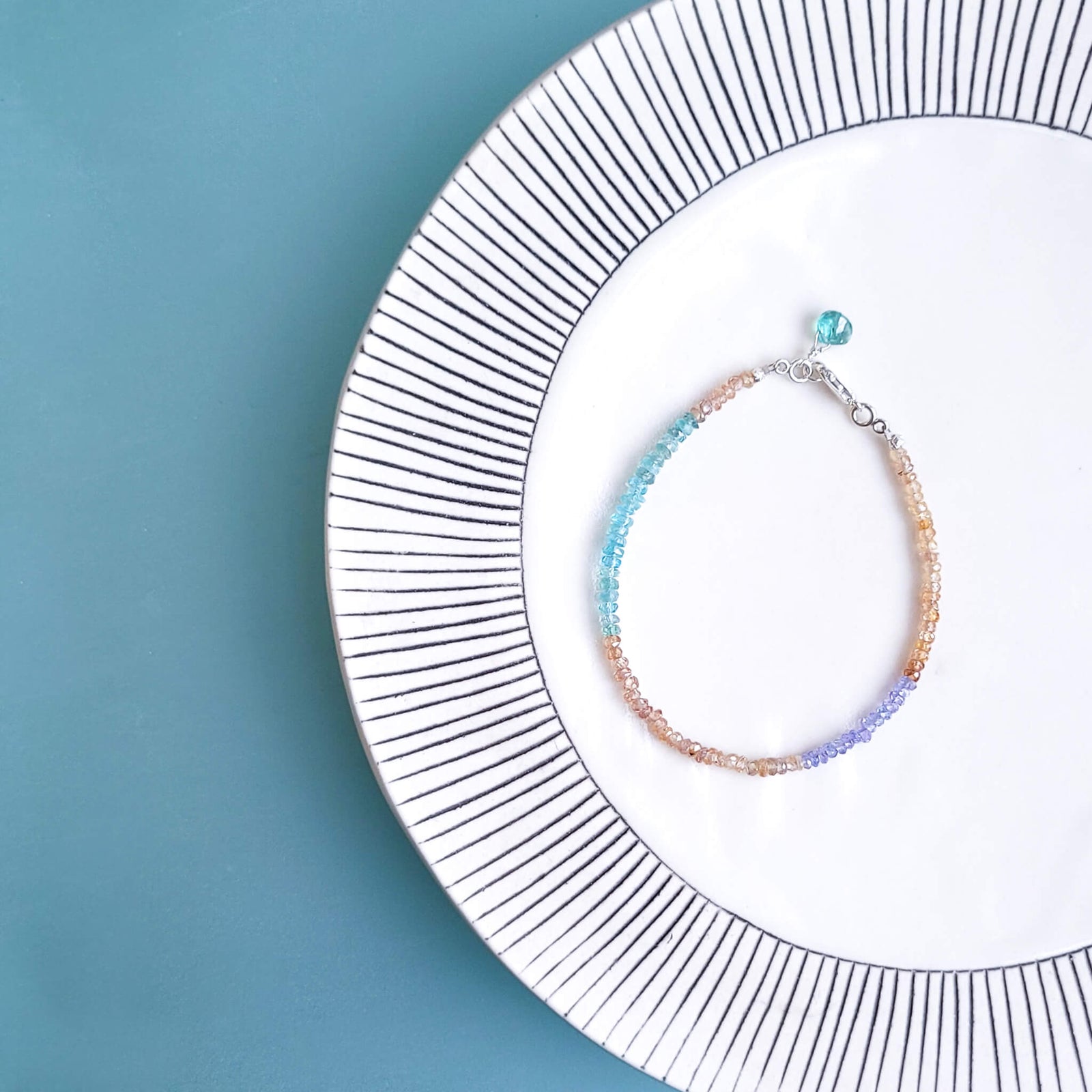 Faceted Champagne Spinel, Tanzanite, and Apatite Bracelet