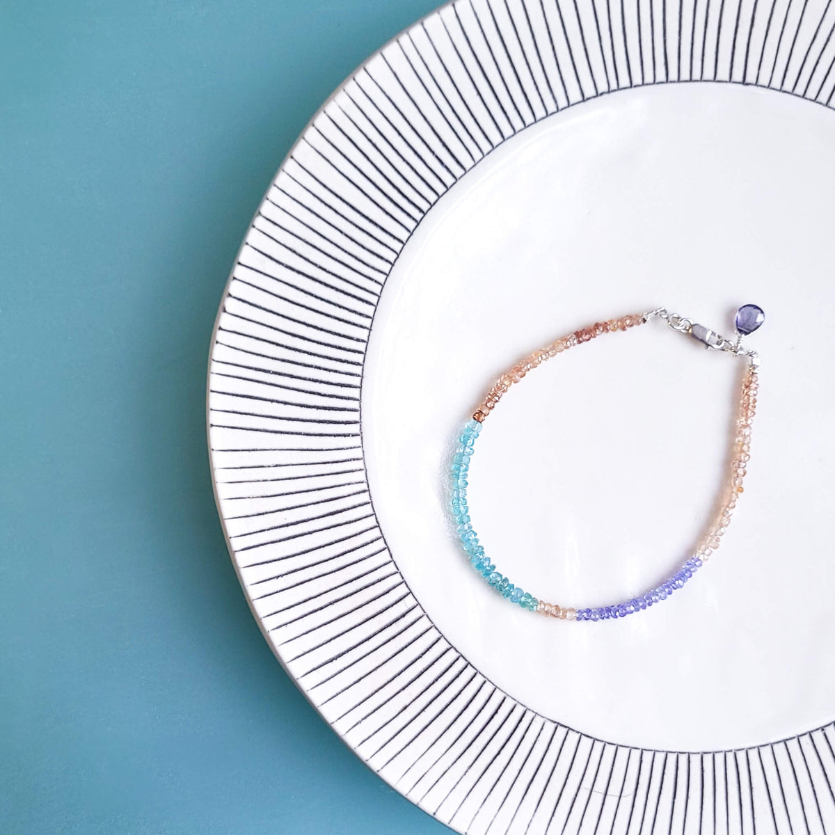 Faceted Champagne Spinel, Tanzanite, and Apatite Bracelet