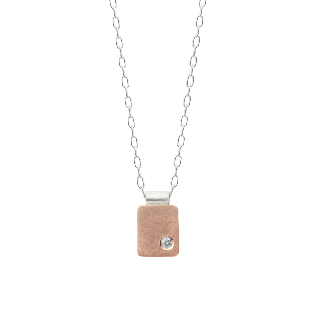 Rectangle Cell Pendant in Rose Gold with Diamond Accent