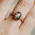 Triangular Steely Blue Rose Cut Sapphire Ring in Yellow Gold and Palladium