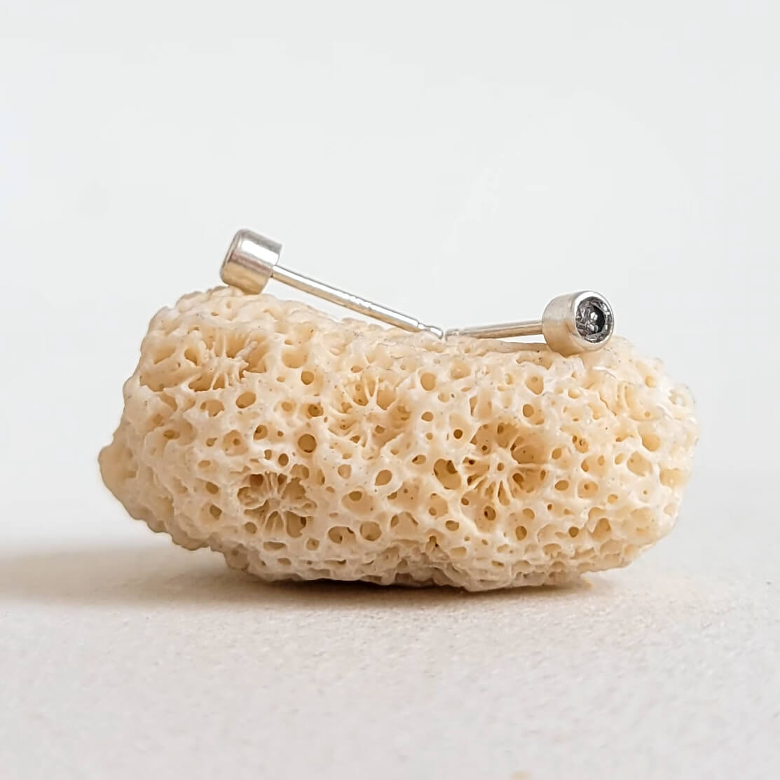 Delicate Salt and Pepper Diamond Stud Earrings in Sterling Silver