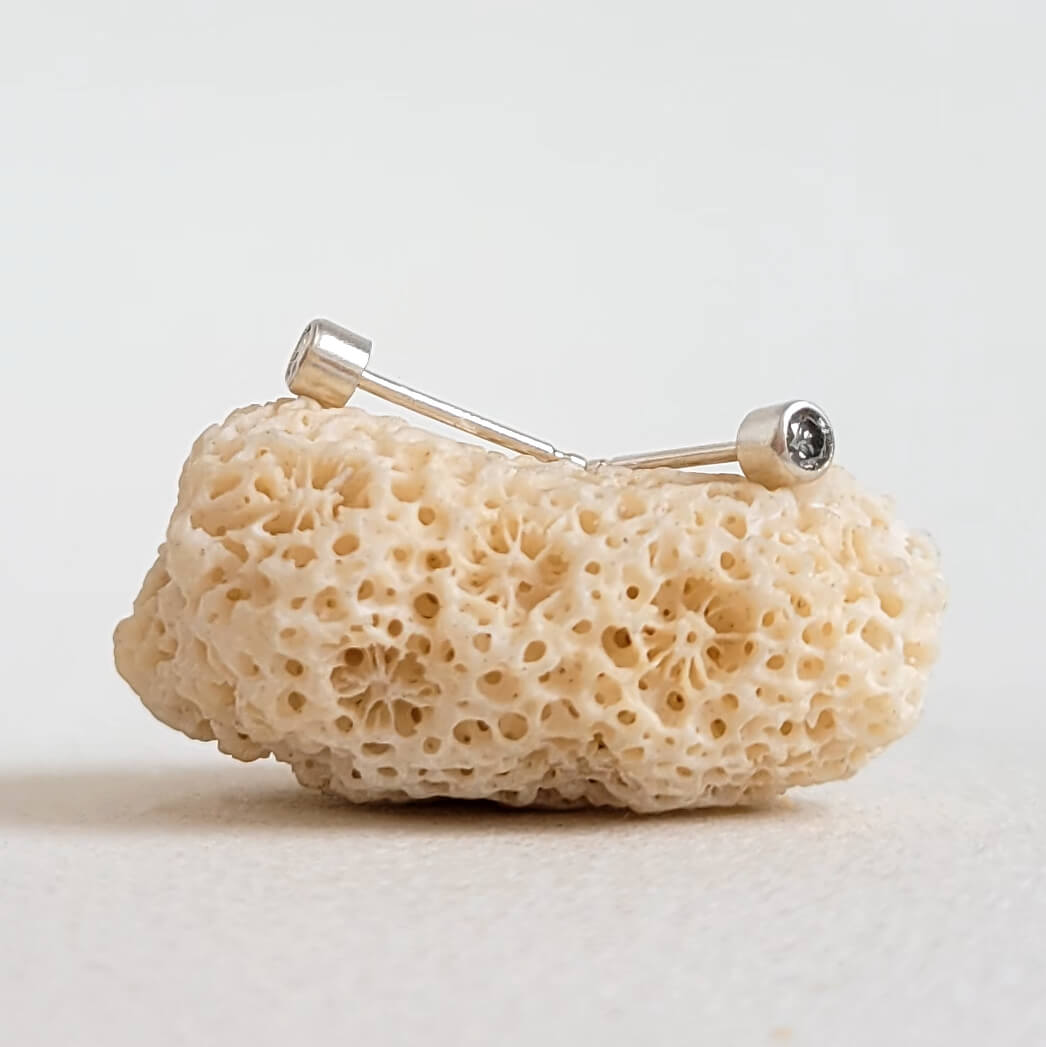 Delicate Salt and Pepper Diamond Stud Earrings in Sterling Silver