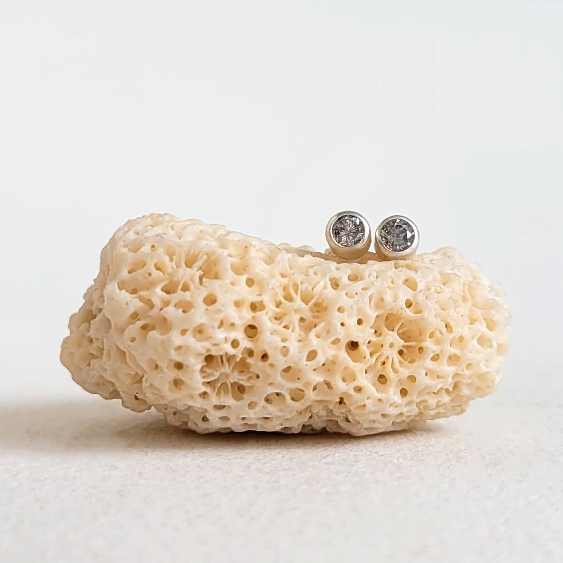 Delicate Salt and Pepper Diamond Stud Earrings in Sterling Silver