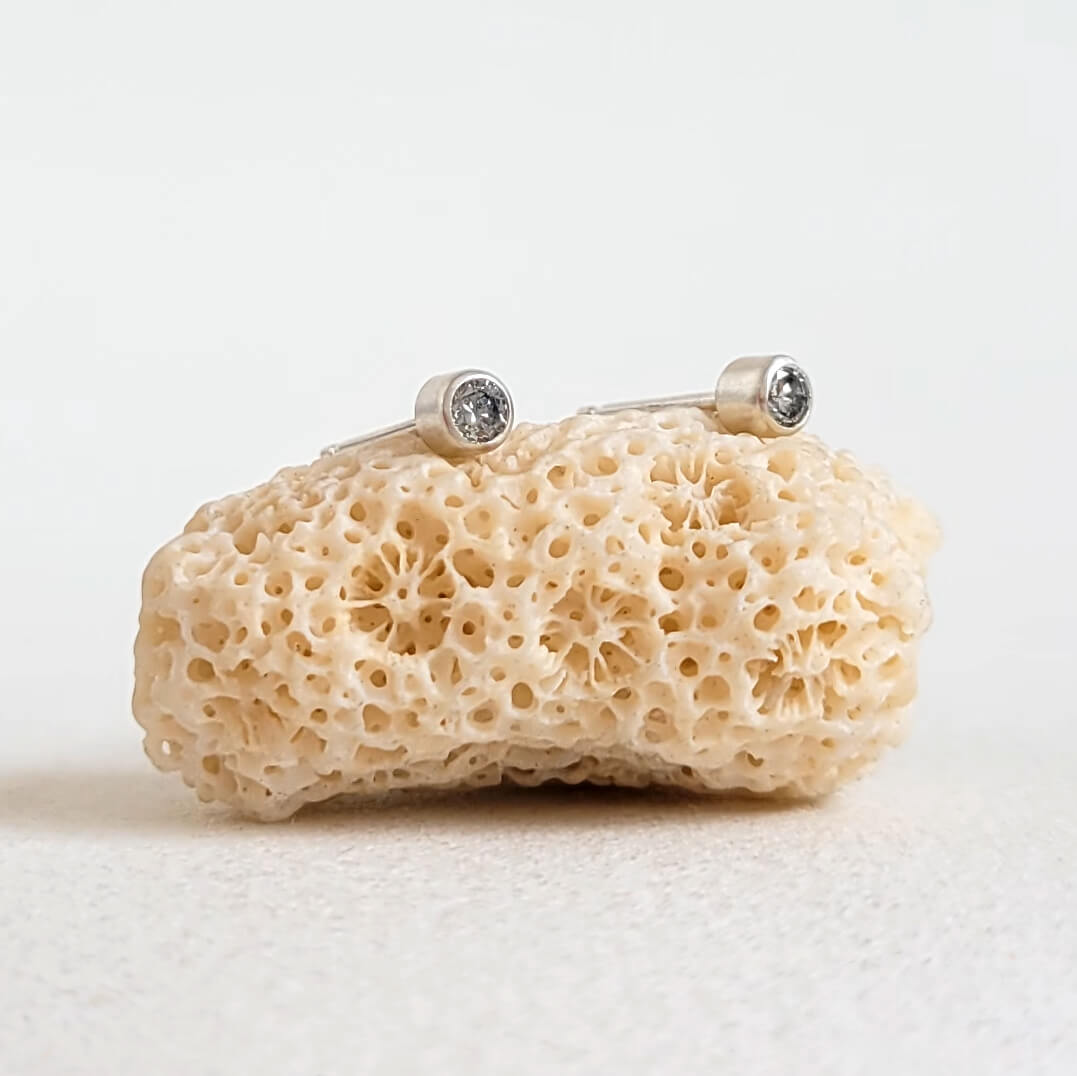 Delicate Salt and Pepper Diamond Stud Earrings in Sterling Silver