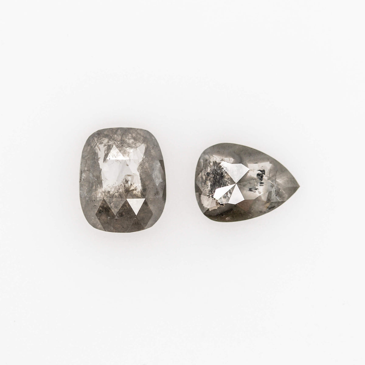 Ld023 Teardrop Rosecut Salt and Pepper Diamond