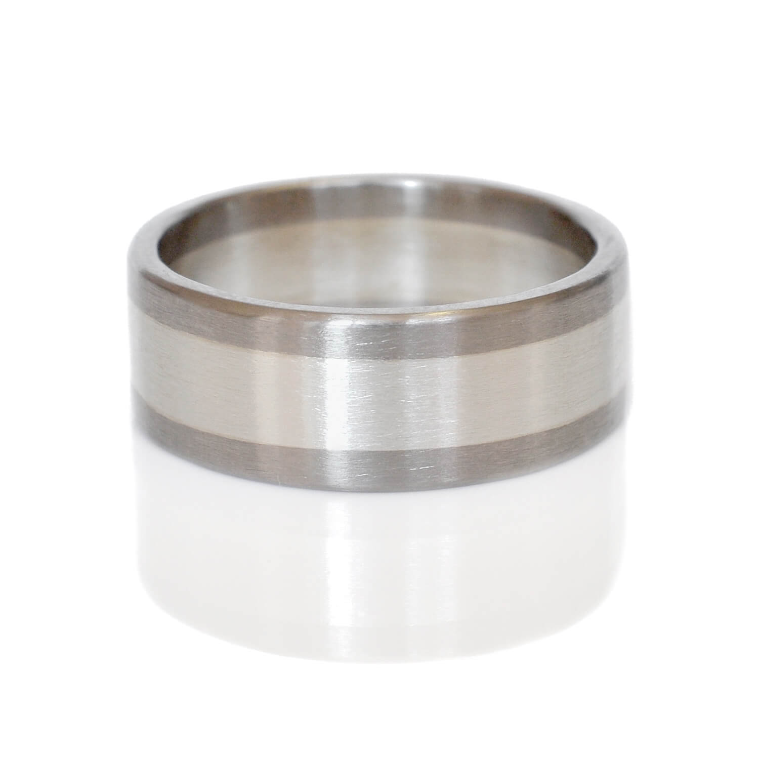 8mm Band in Satin Sterling Silver with 500 Palladium Edges