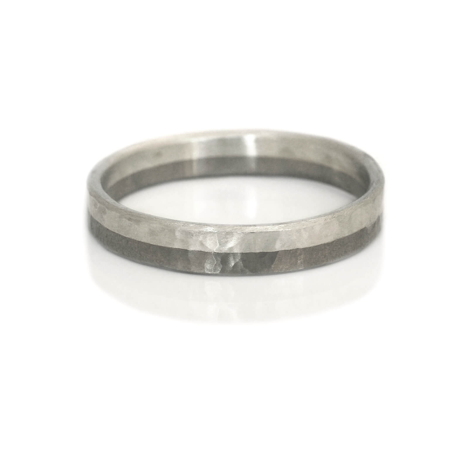 4mm Band in Hammered Palladium and Silver