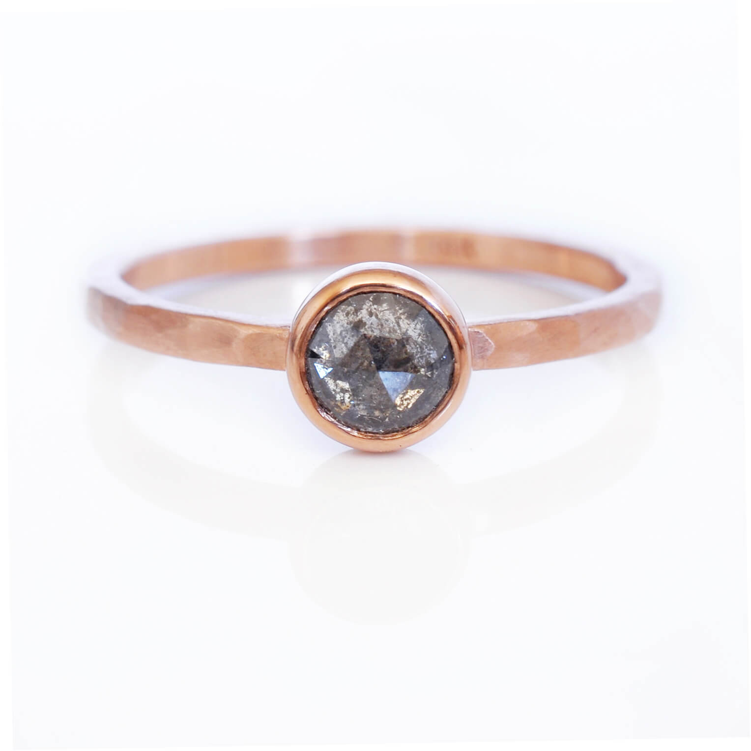 Salt and Pepper Rose Cut Diamond Ring in Rose Gold