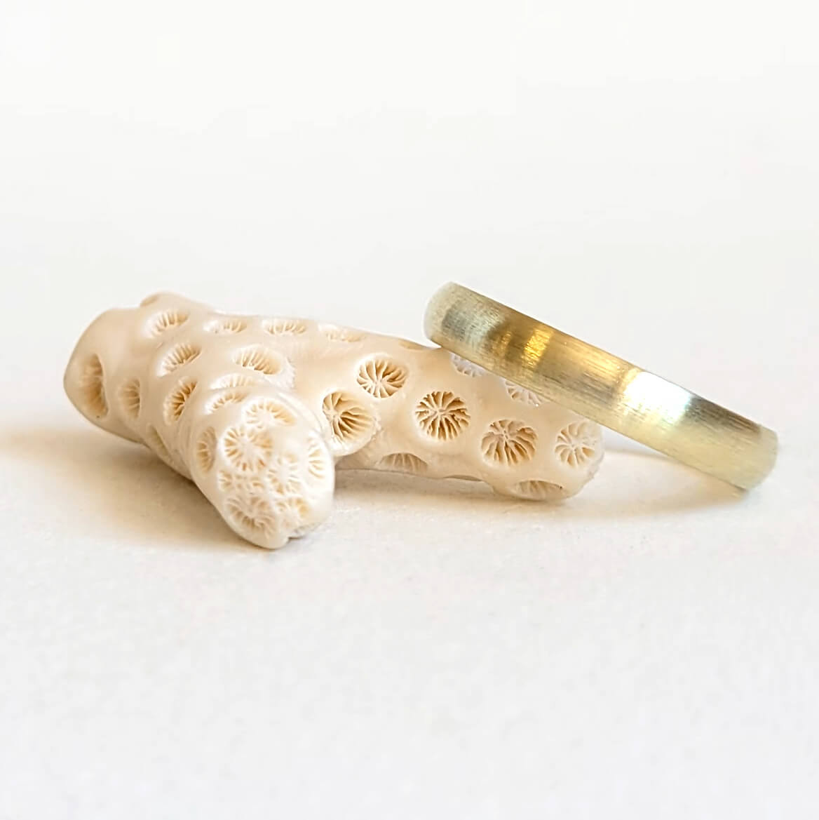 4mm Low Dome Band in Satin Finish 14k Green Gold