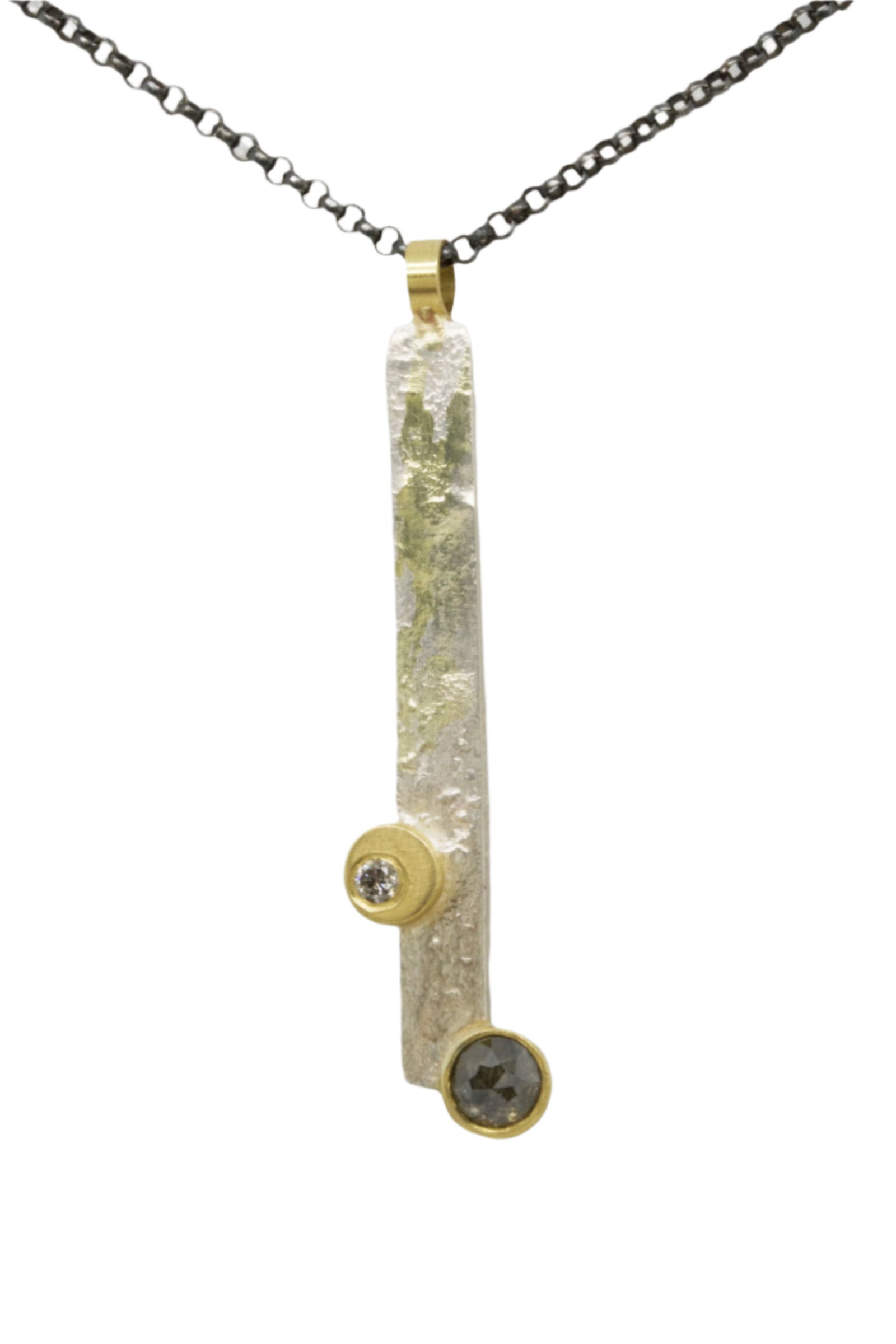 Salt and Pepper Double Diamond Necklace