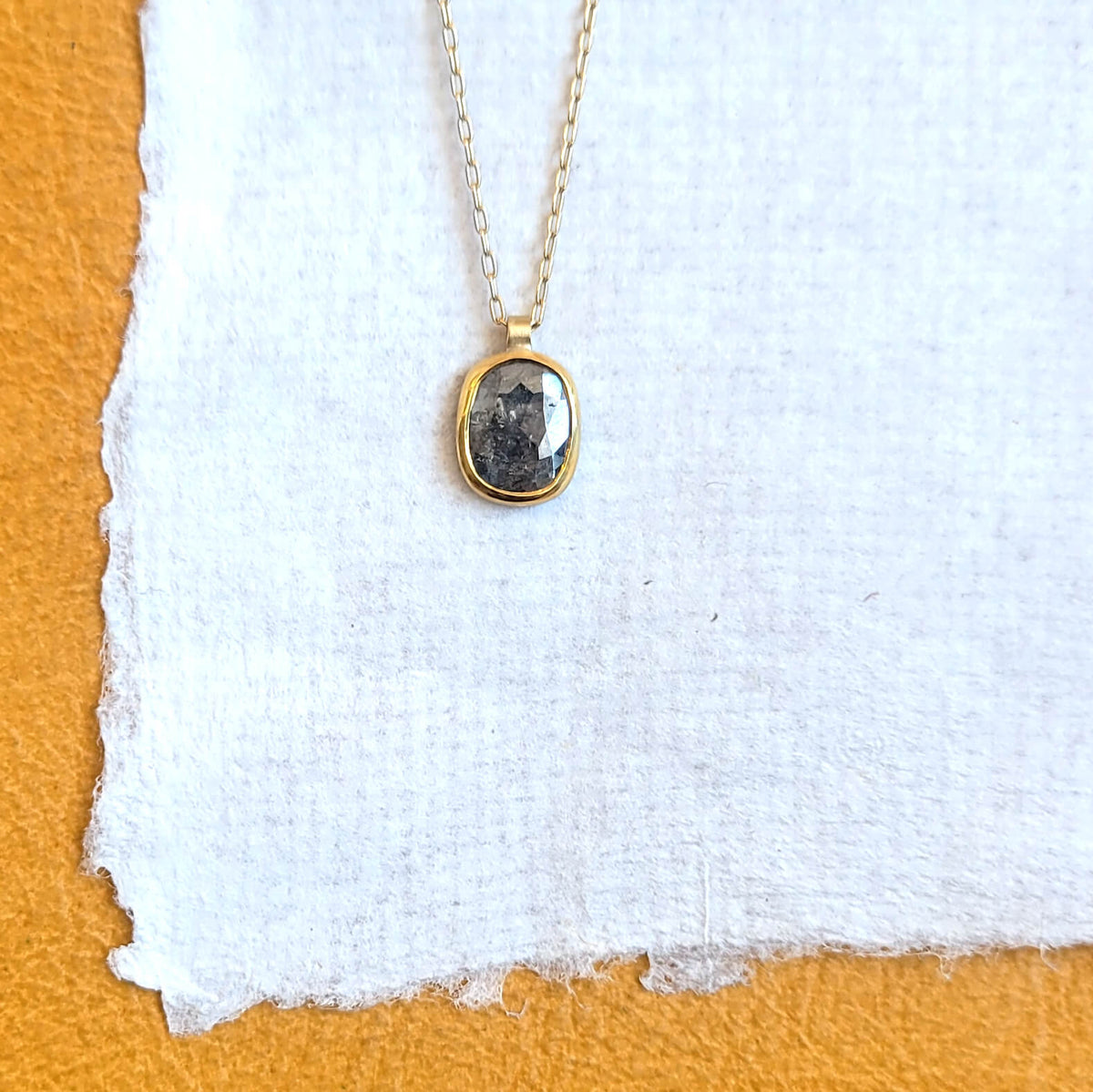 Salt and Pepper Diamond in Yellow Gold Bezel Set Necklace