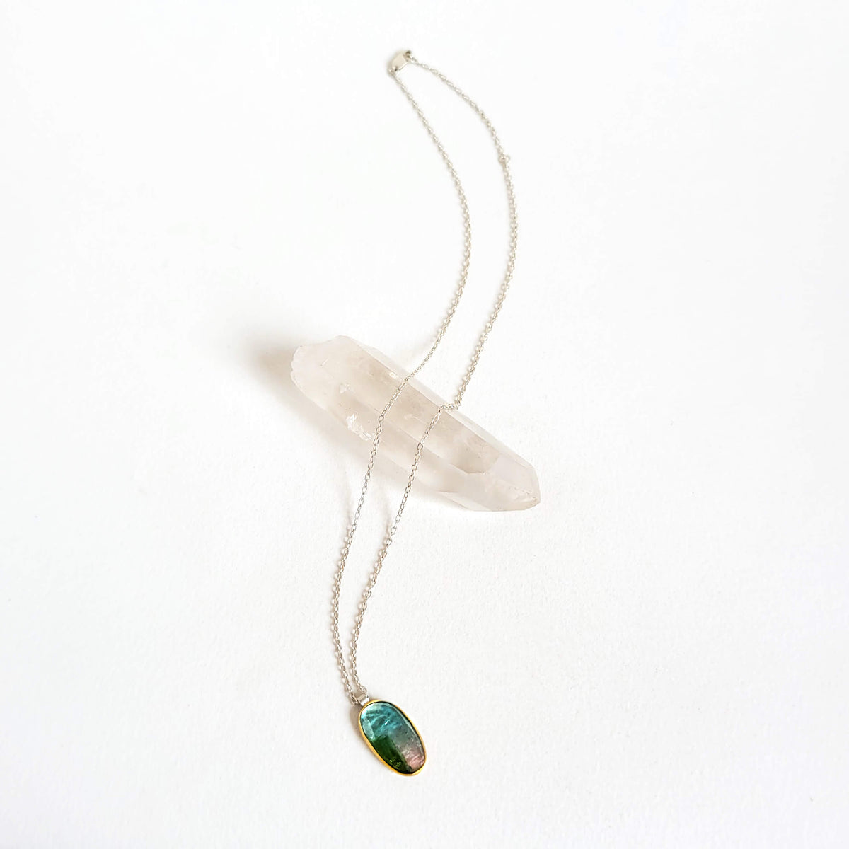 Watercolor Tourmaline and Yellow Gold Necklace