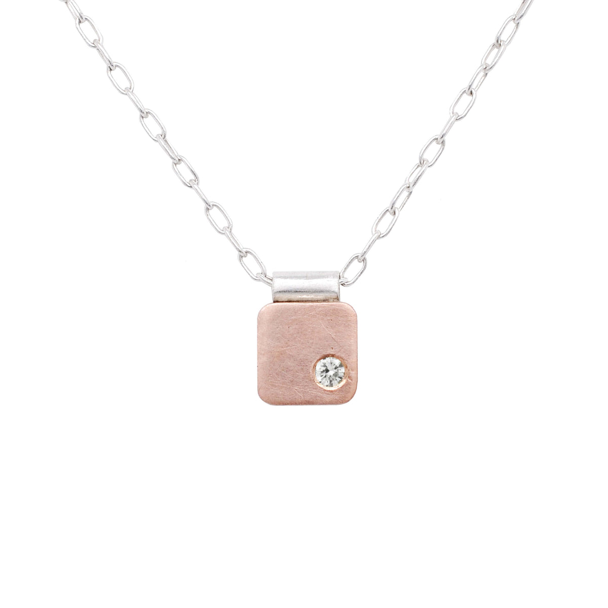6mm Cell Necklace in Rose Gold with Diamond Accent