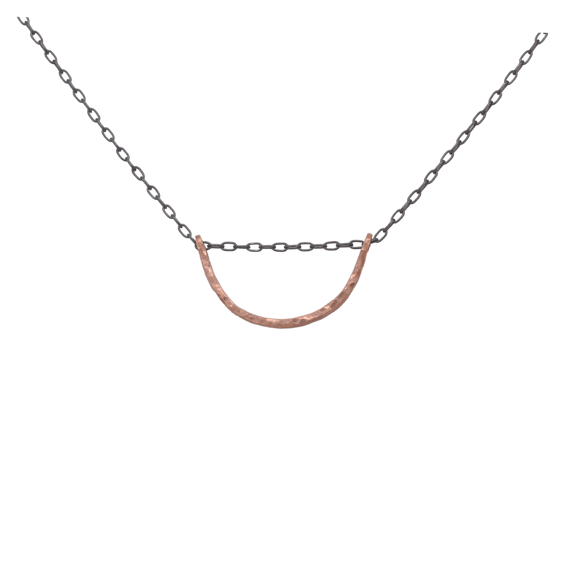 Hammered Rose Gold 1/2 Moon Necklace