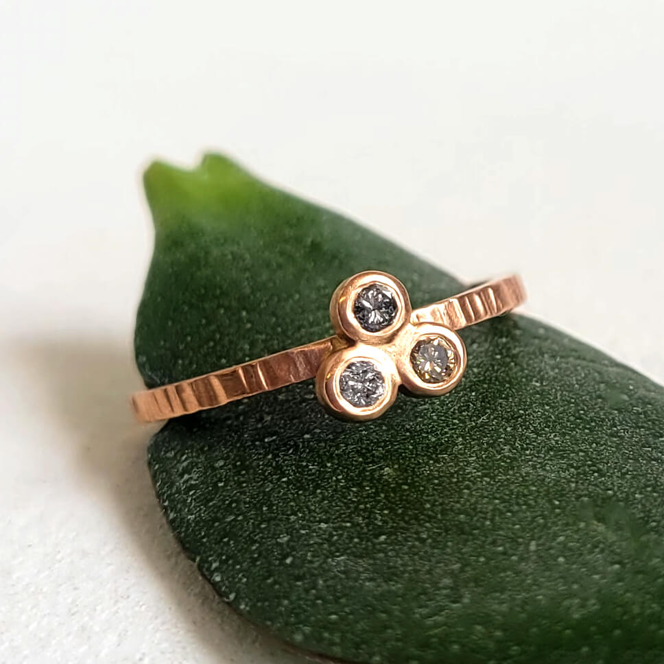 Mixed Diamond 3-Stone Ring in Rose Gold