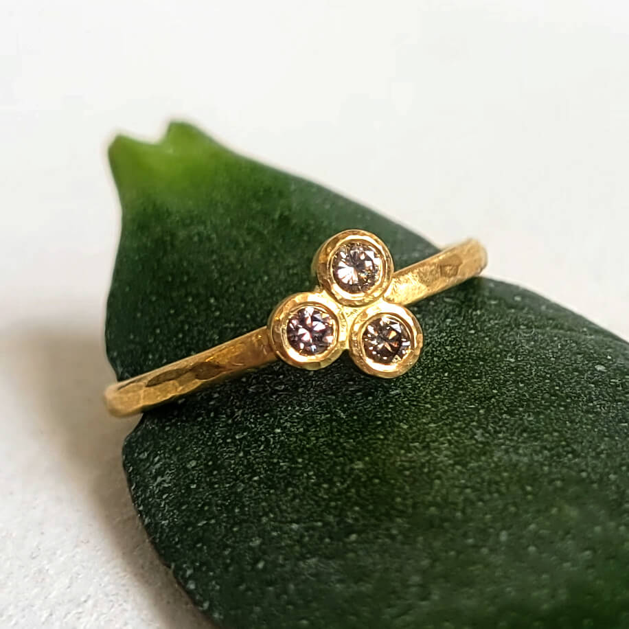Champagne Diamond 3-Stone Ring in Yellow Gold
