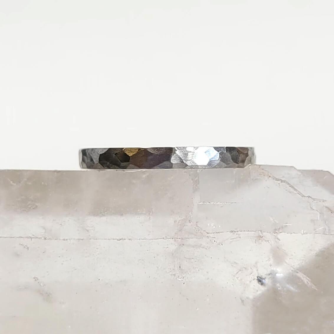 2mm Hammered Band in 950 Platinum