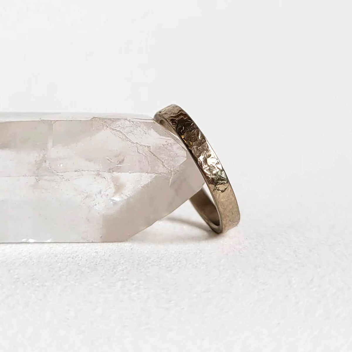 3mm Raw Silk Hammered Band in 14k Palladium White Gold