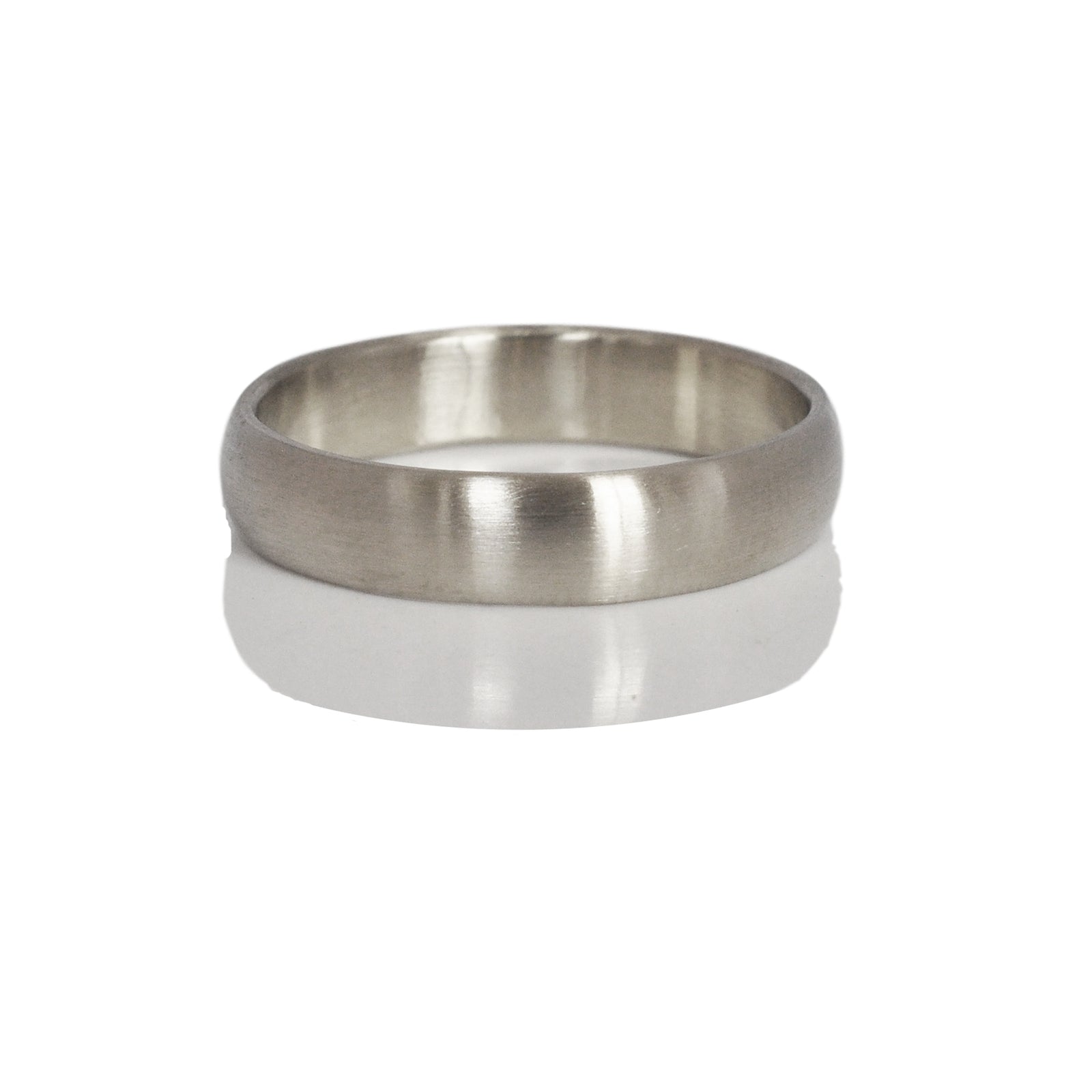 Low dome band in 500 palladium. Handmade with recycled metals. EC Design Jewelry, Minneapolis, MN.