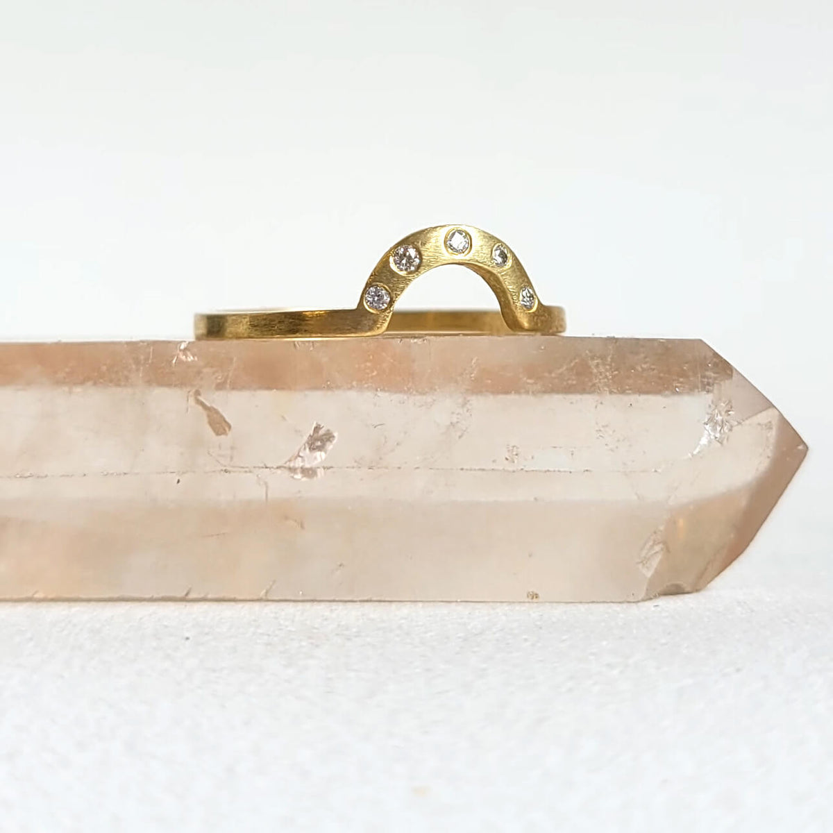 Smooth Contour Band in 18k Yellow Gold w/Diamonds