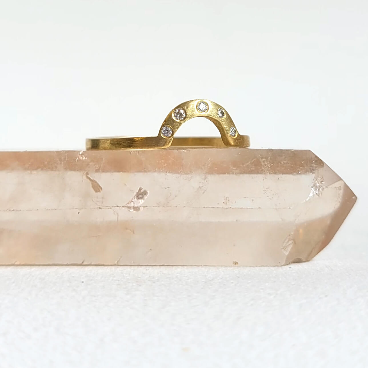 Smooth Contour Band in 18k Yellow Gold w/Diamonds