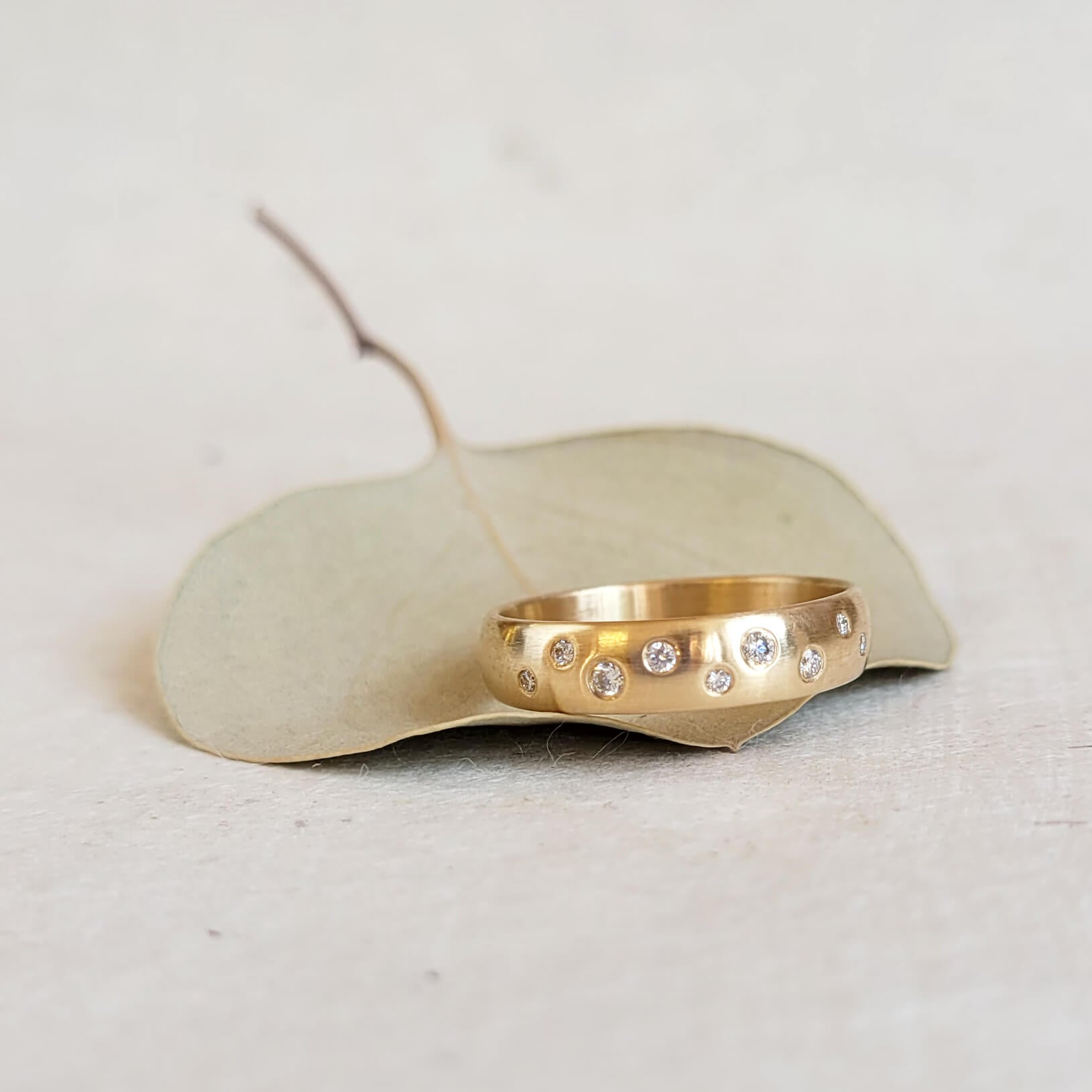 5mm Band in 14k Yellow Gold with Scattered White Diamonds