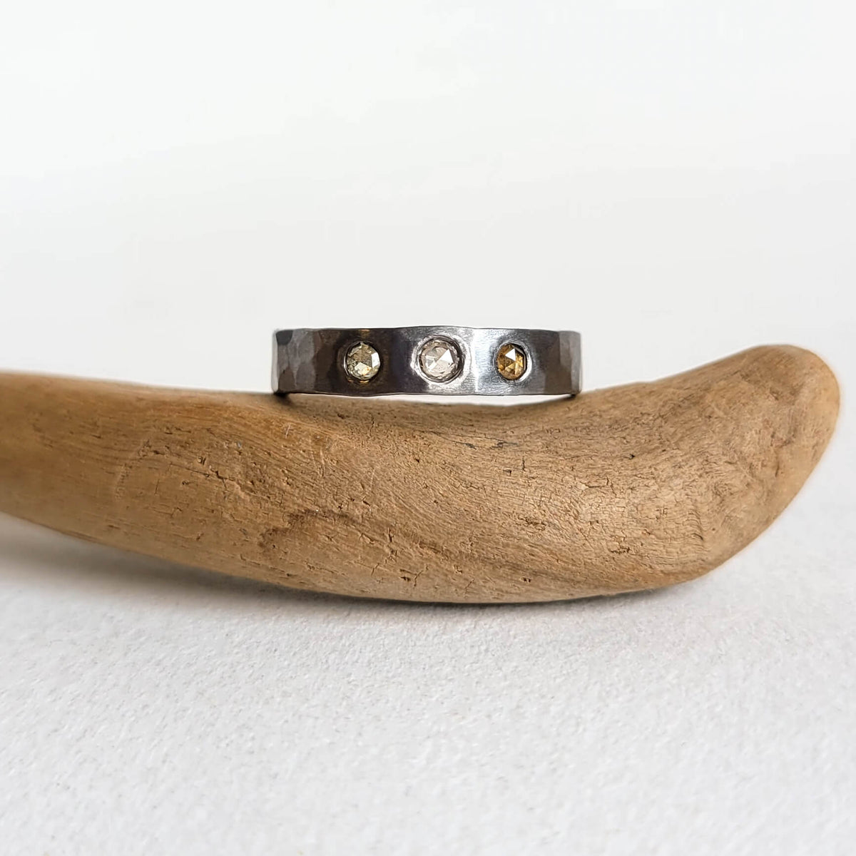 4mm Palladium Rose Cut Diamond Band