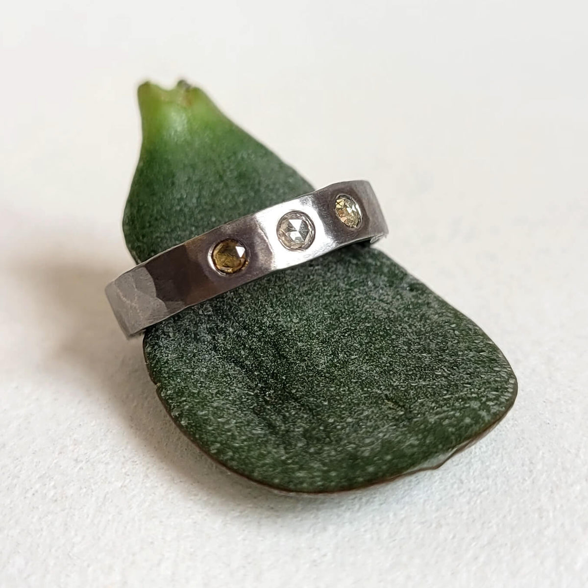 4mm Palladium Rose Cut Diamond Band