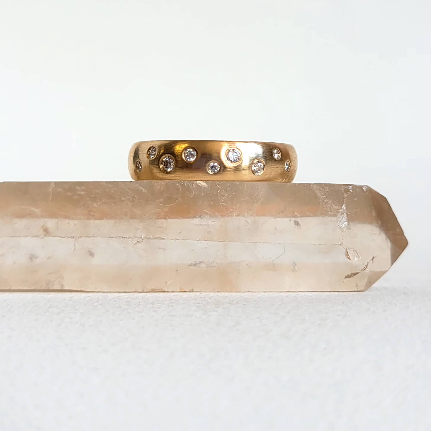 5mm Band in 14k Yellow Gold with Scattered White Diamonds