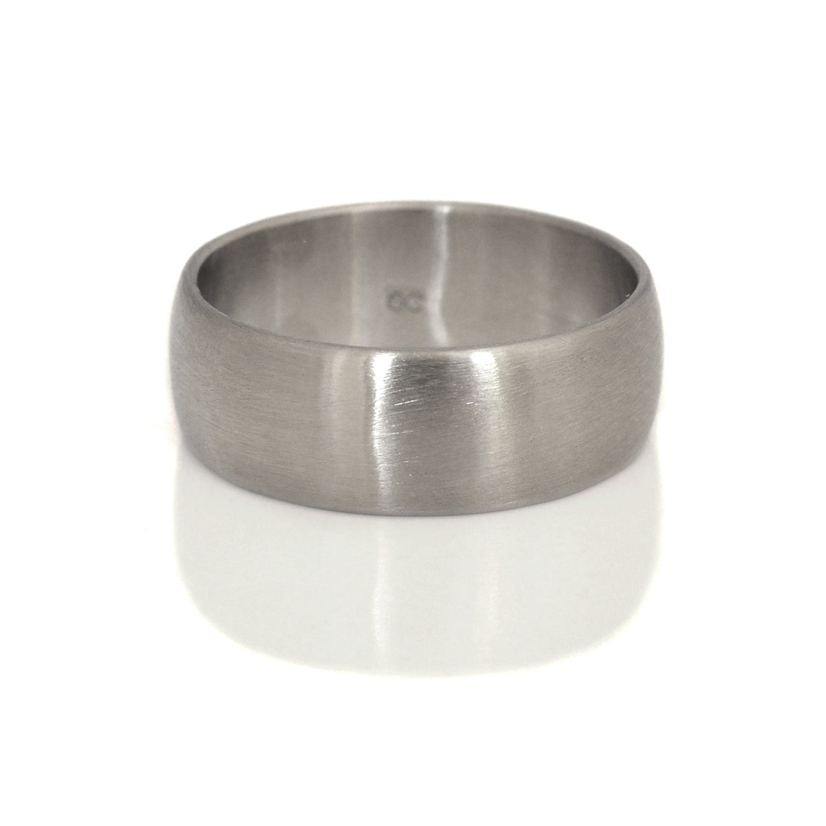 8mm Wide Domed Palladium Band with a Satin Finish