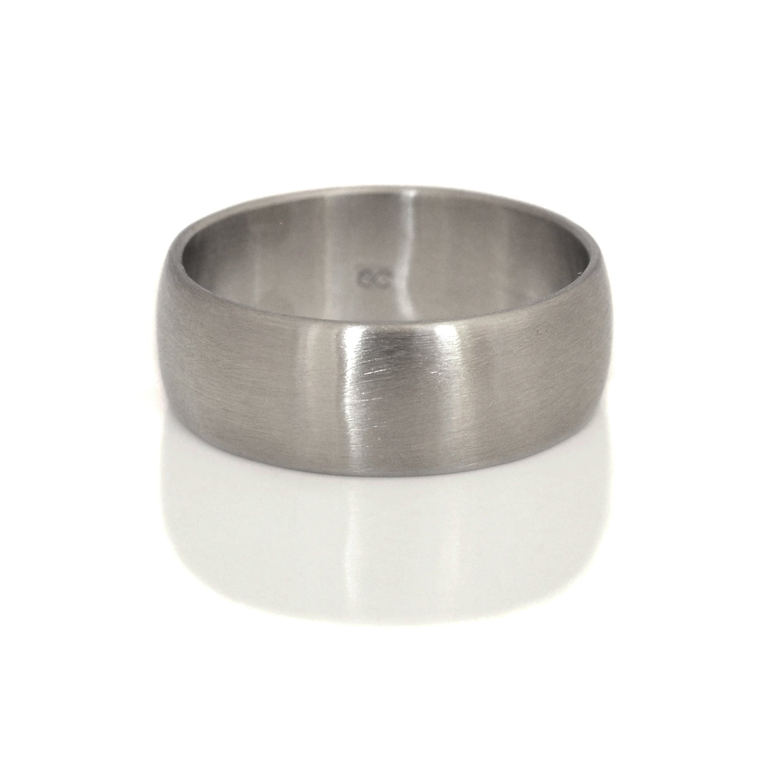 8mm Wide Domed Palladium Band with a Satin Finish