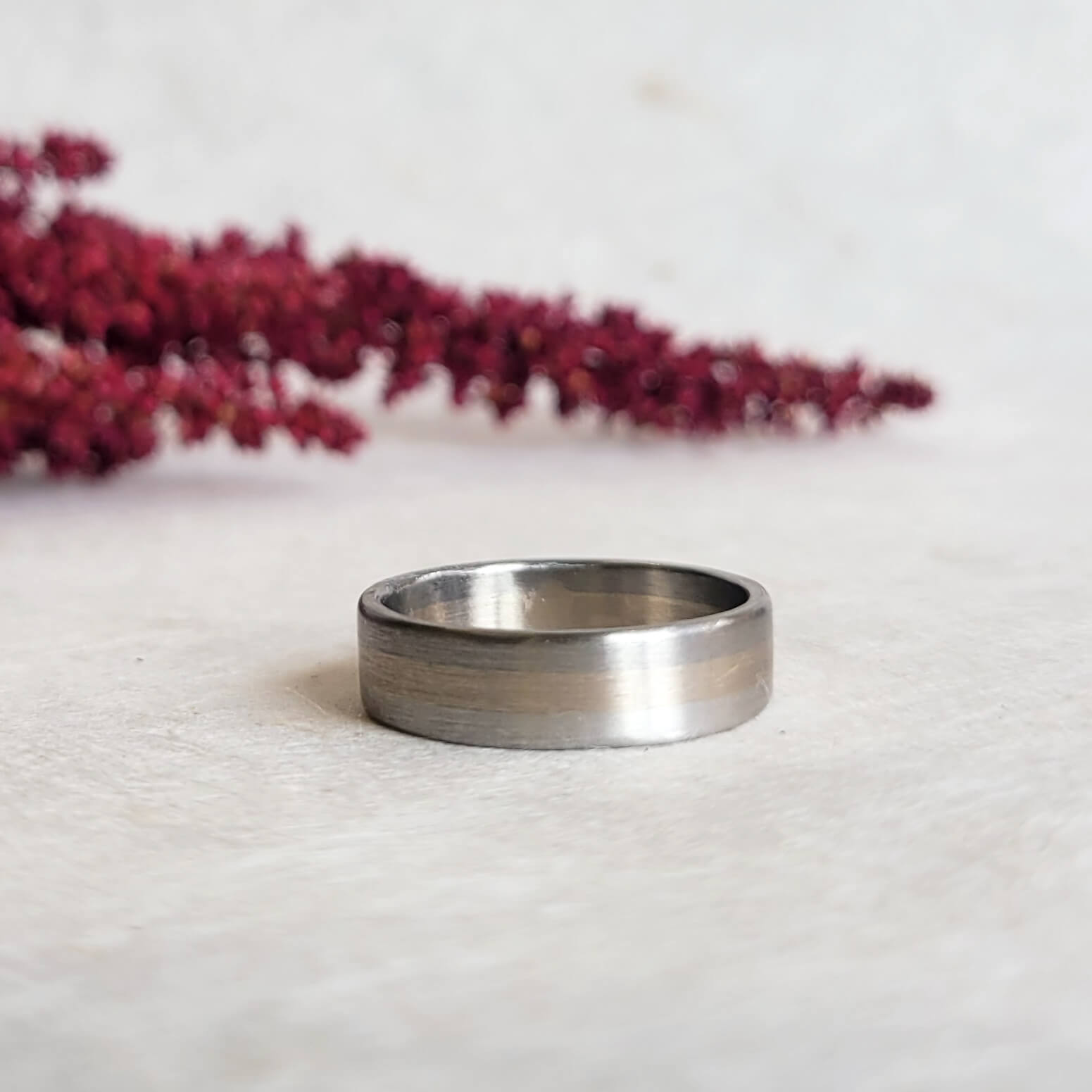Ombre wedding band in palladium and white gold. Handmade with recycled metal.
