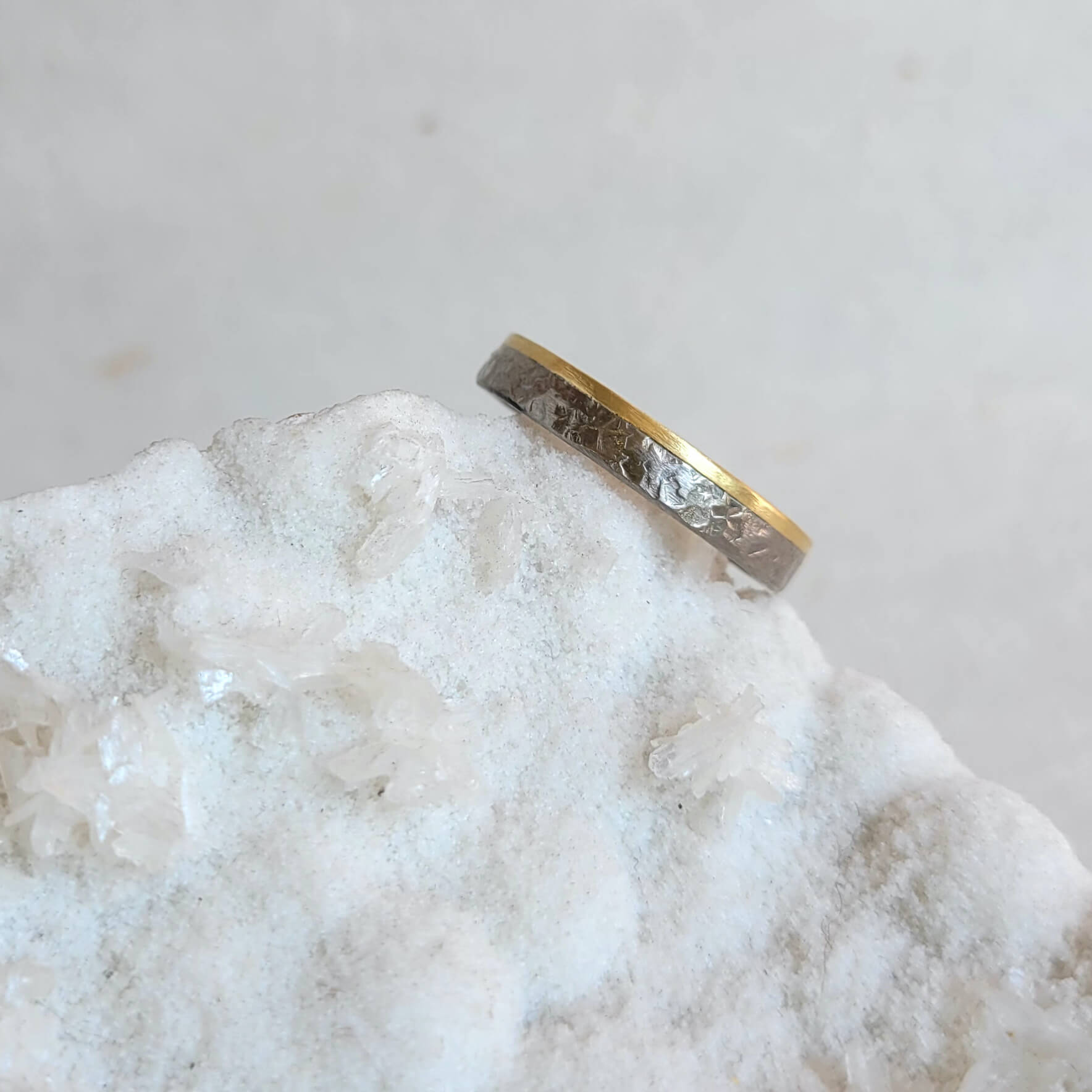 Palladium and yellow gold wedding band handmade by EC Design Jewelry in Minneapolis, MN.