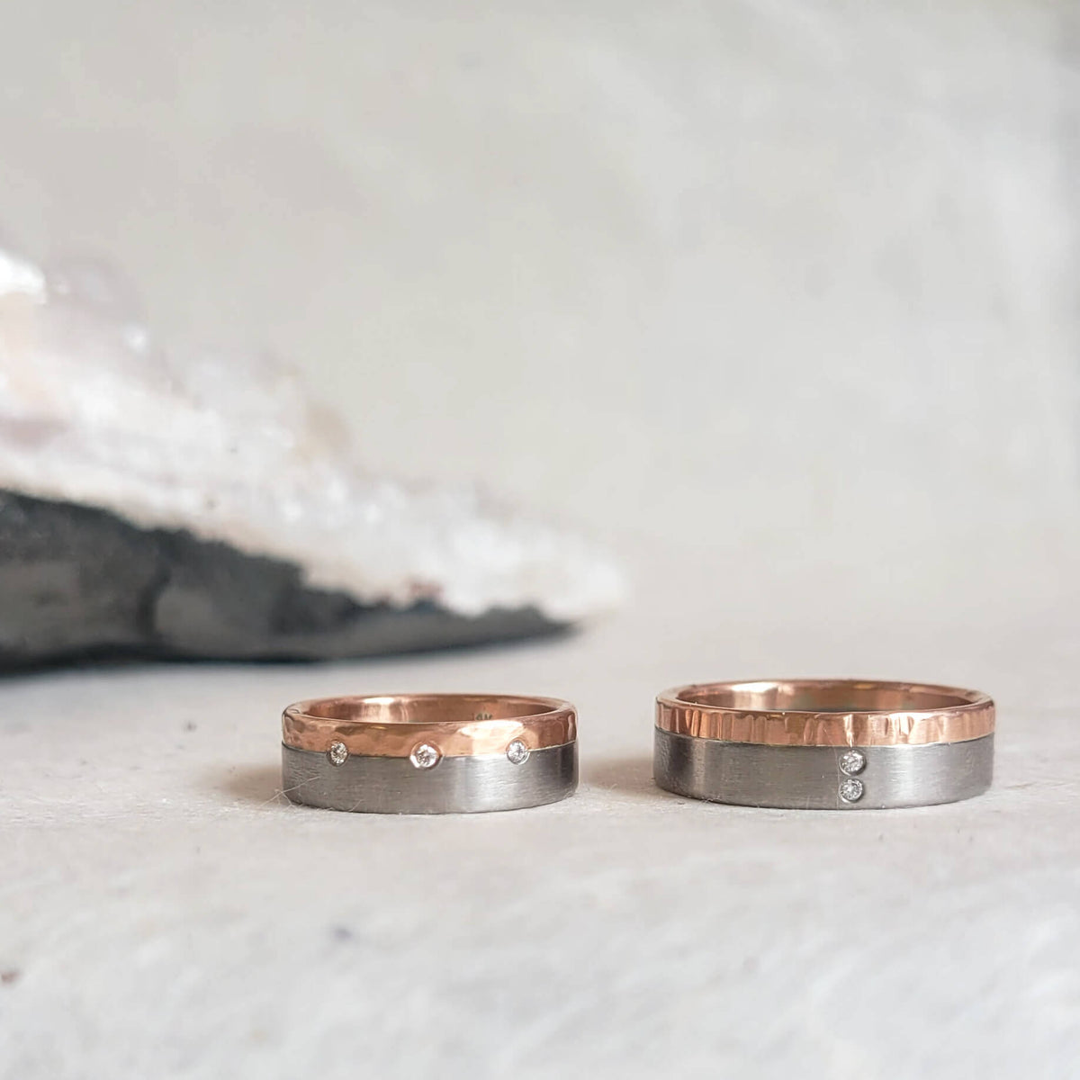 6mm Palladium and Rose Gold Band with Accent Diamonds