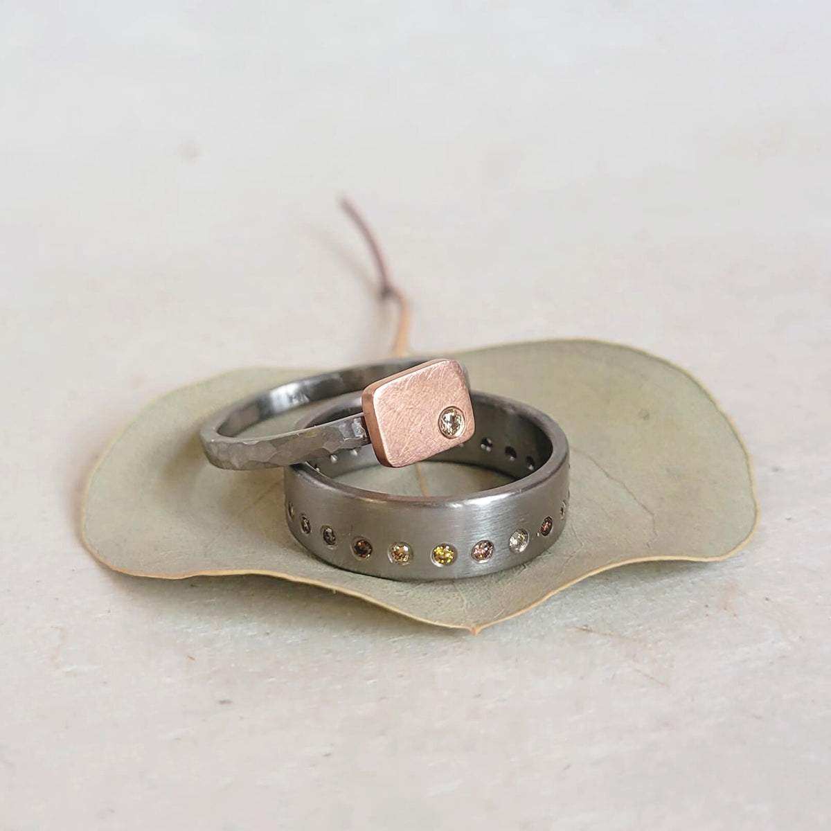 6mm Palladium Band with Inset Autumn Diamonds