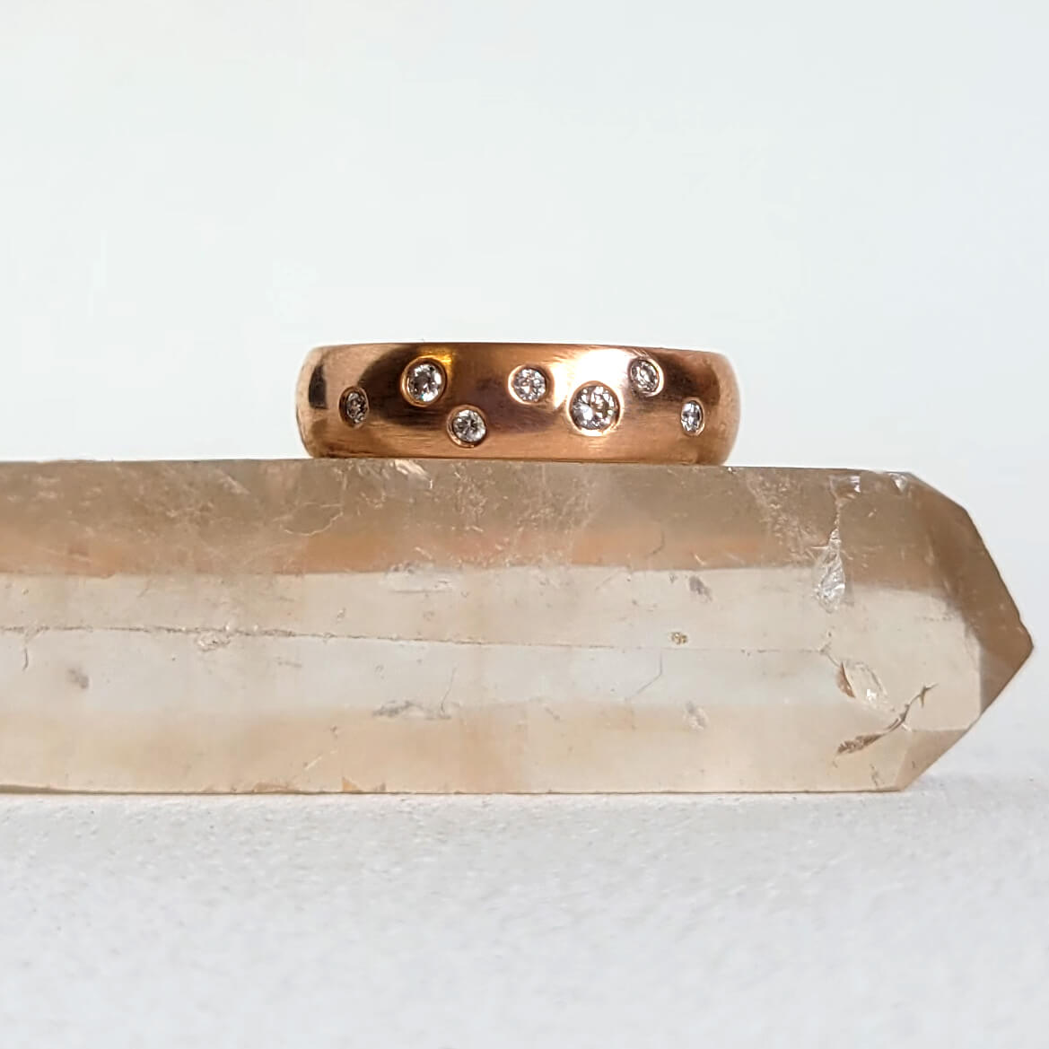 5mm Band in 14k Rose Gold with Scattered White Diamonds