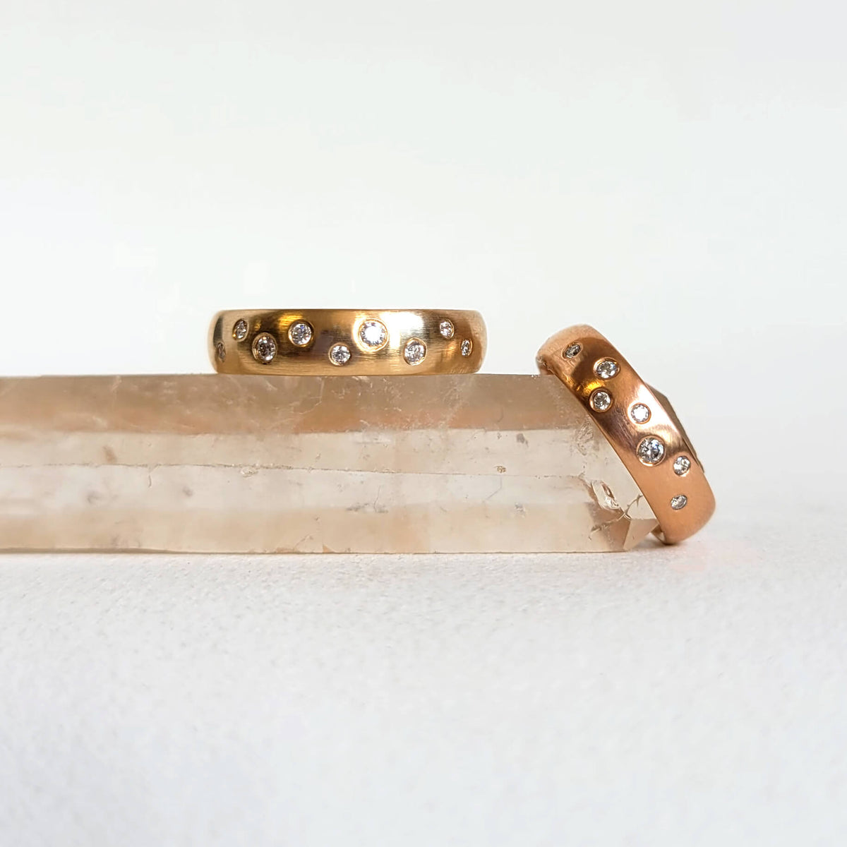 5mm Band in 14k Yellow Gold with Scattered White Diamonds