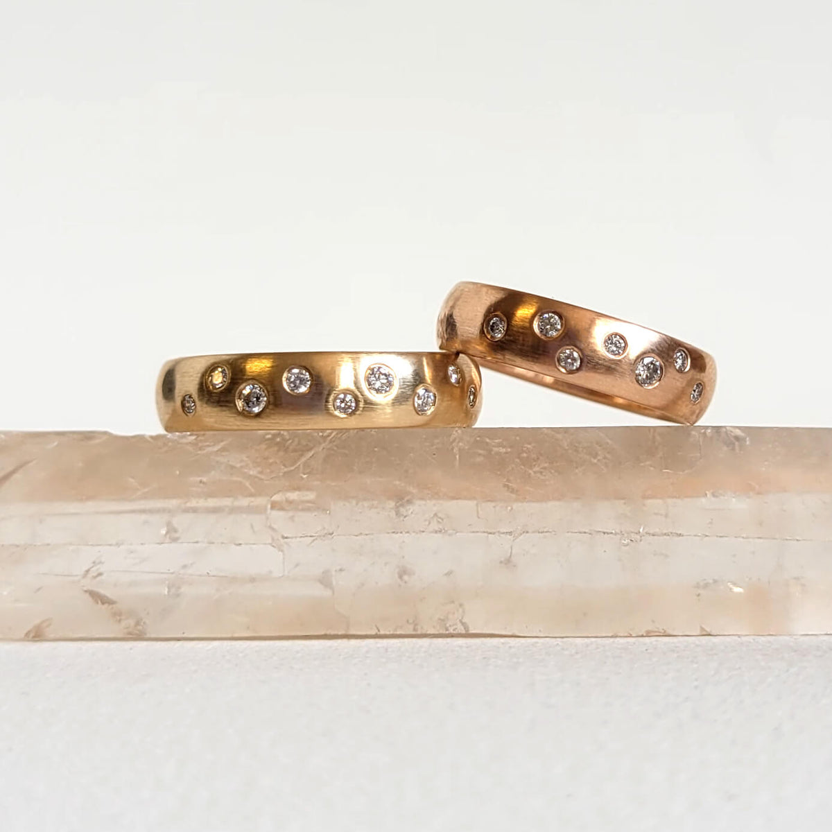 5mm Band in 14k Yellow Gold with Scattered White Diamonds