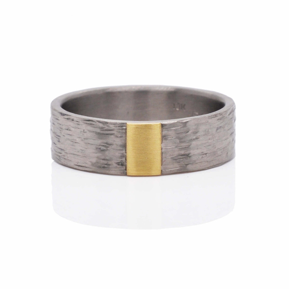 6mm Band in Hammered Palladium with 18k Yellow Gold Accent