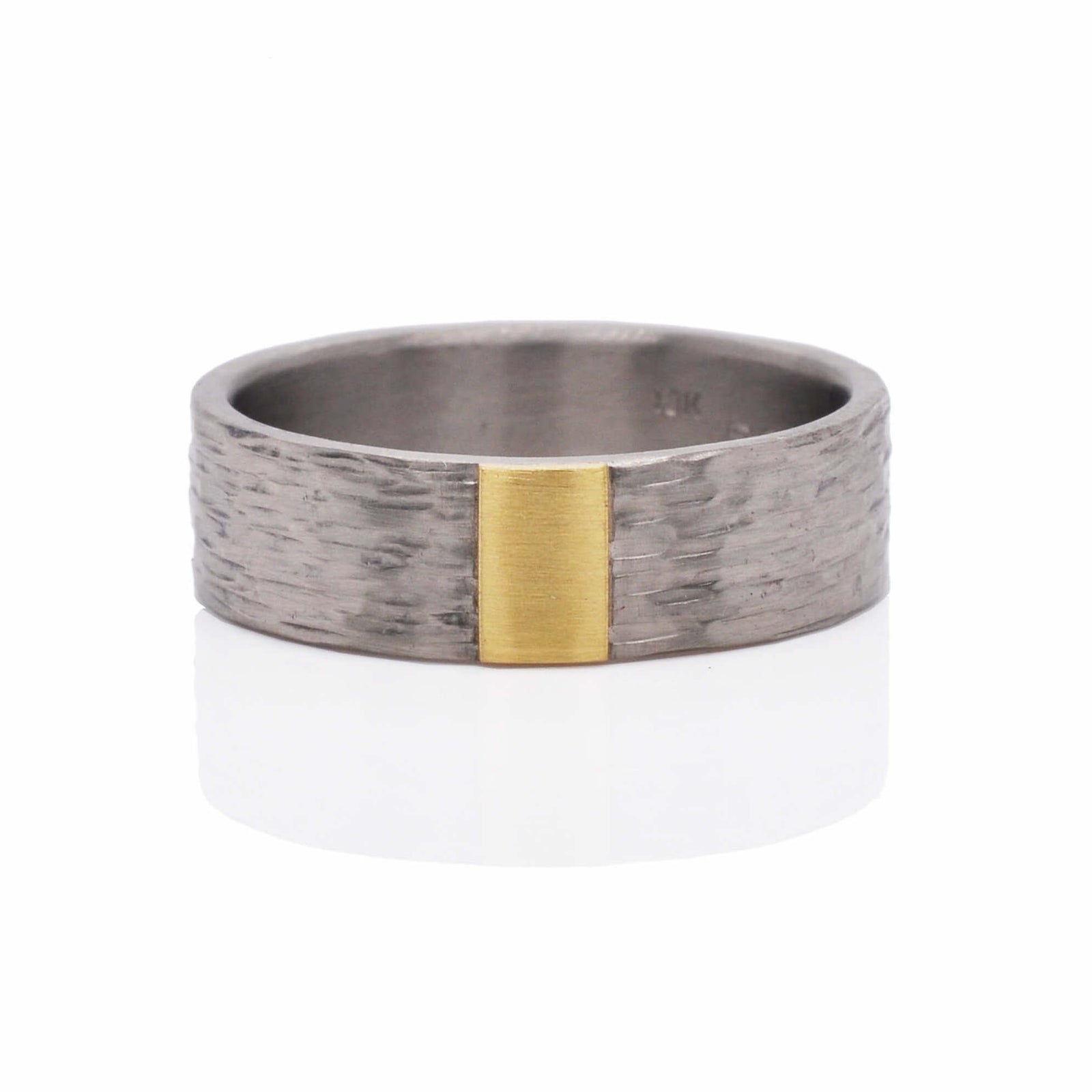 6mm Band in Hammered Palladium with 18k Yellow Gold Accent