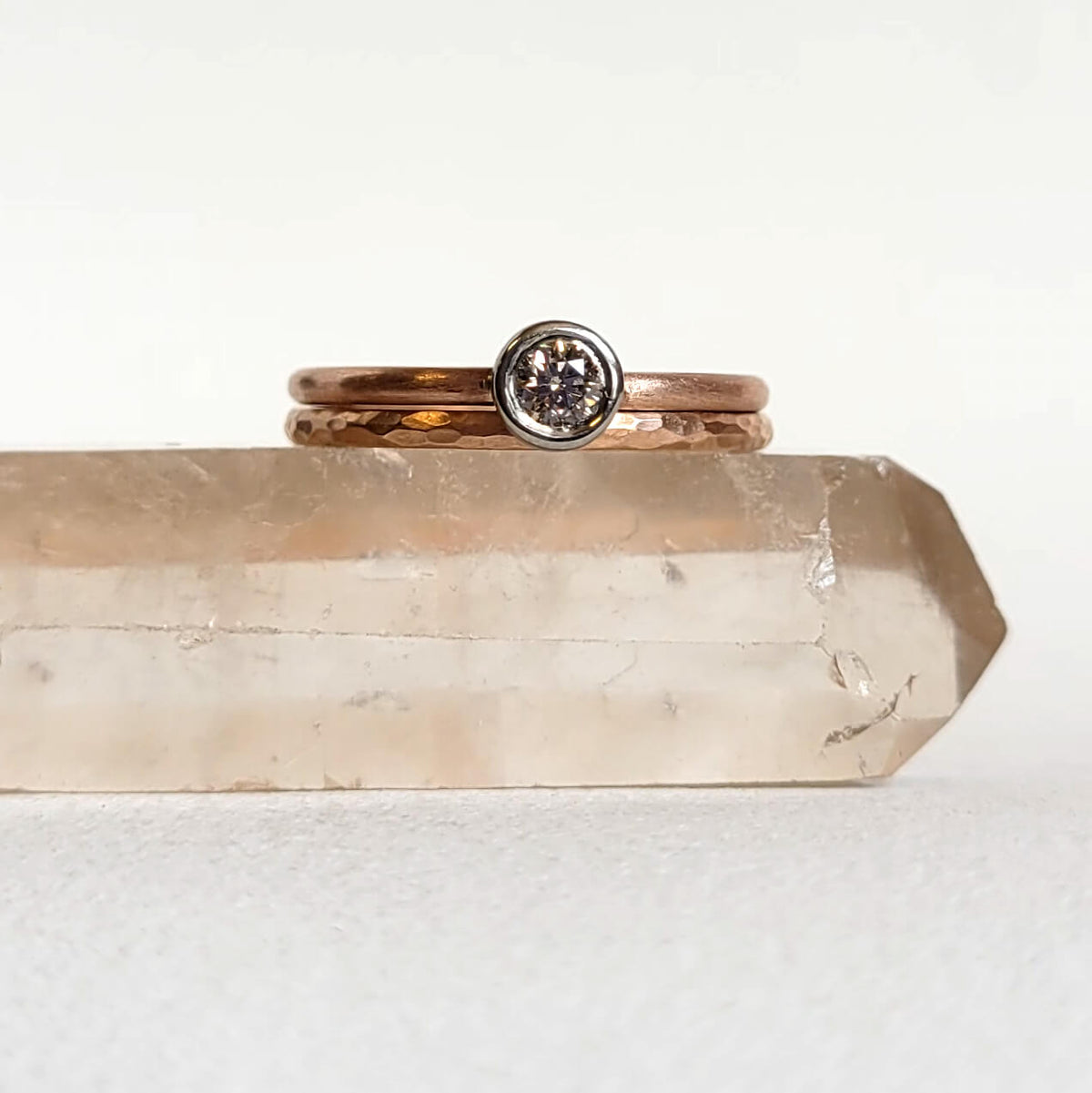 Round Brilliant Champagne Diamond Ring in Rose Gold