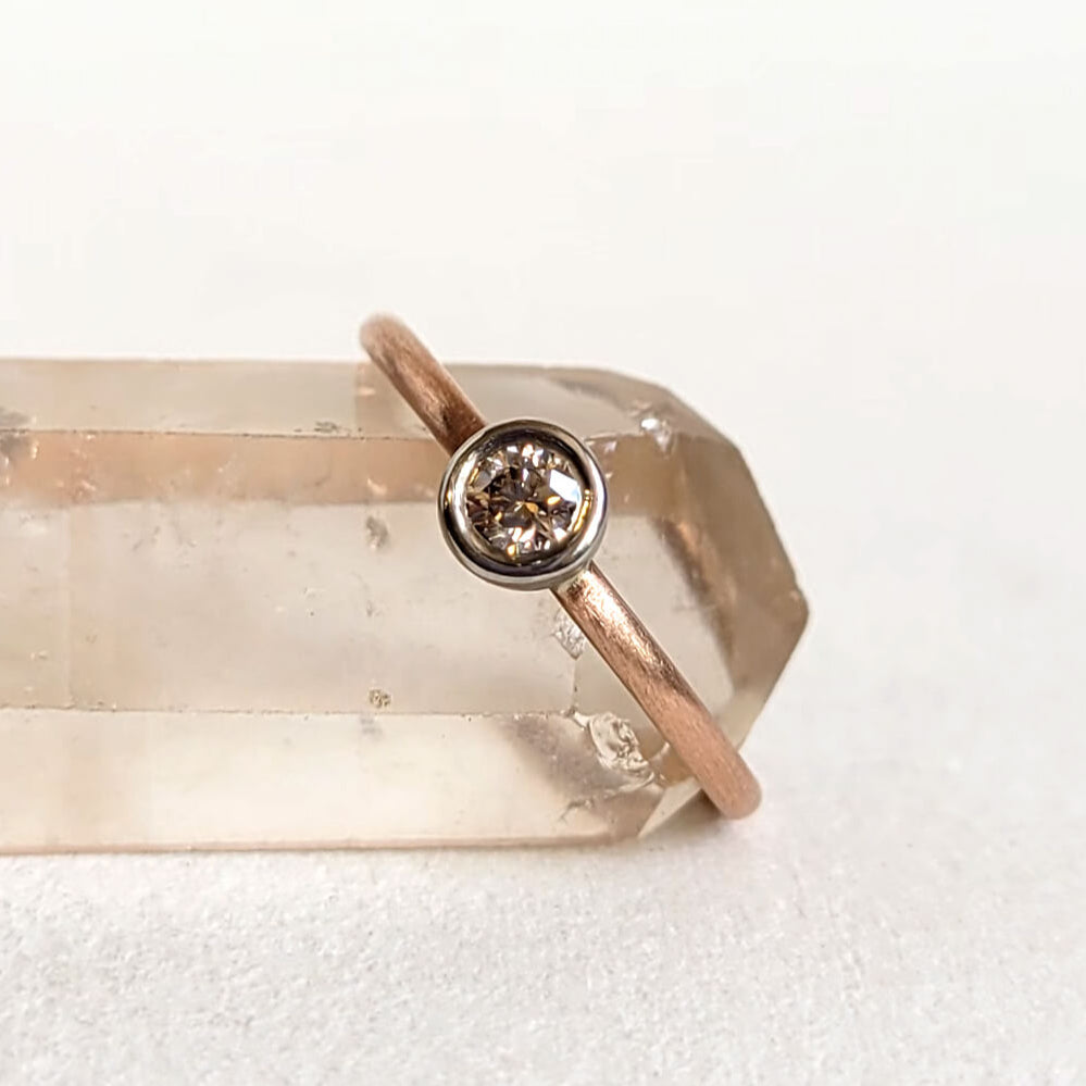 Round Brilliant Champagne Diamond Ring in Rose Gold