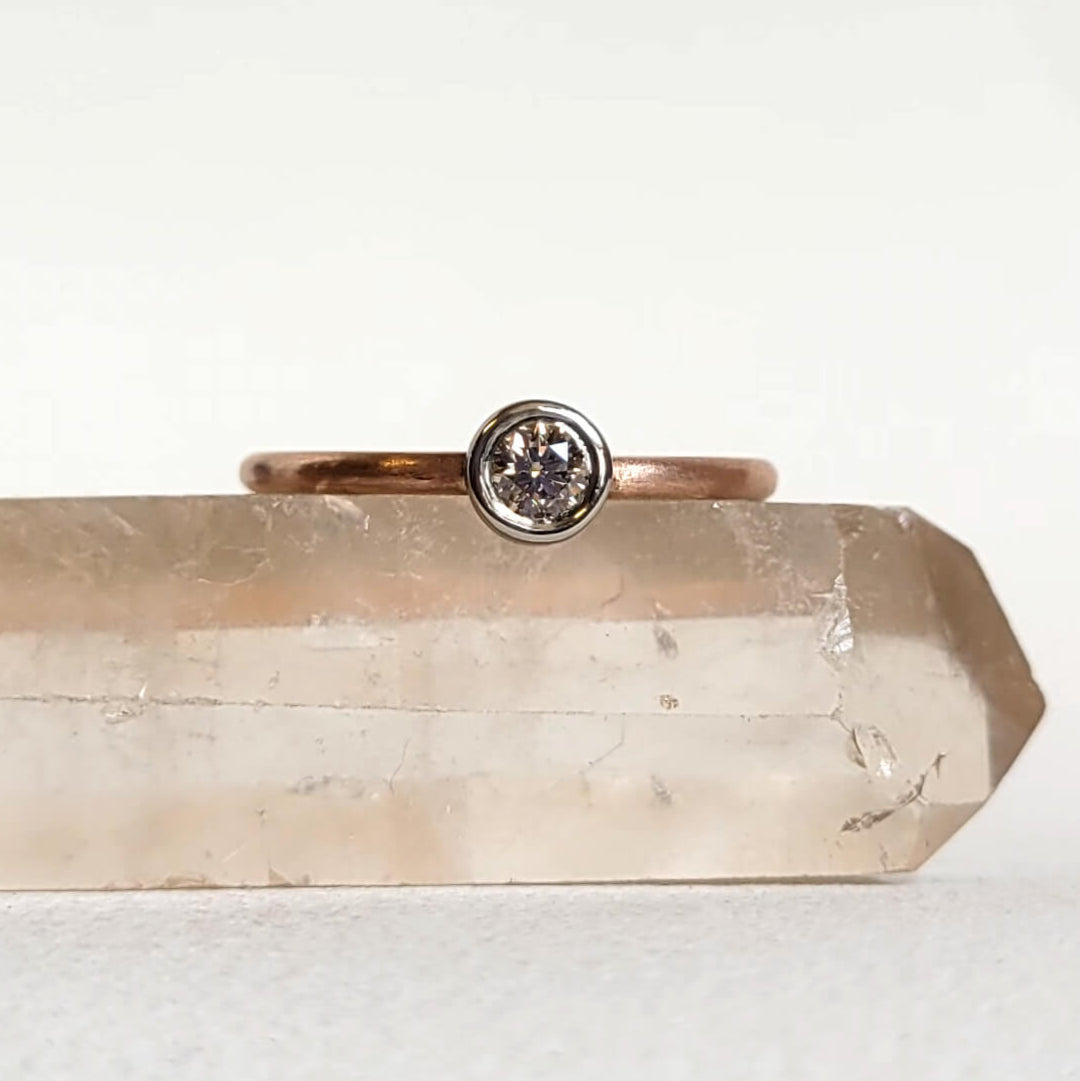 Round Brilliant Champagne Diamond Ring in Rose Gold