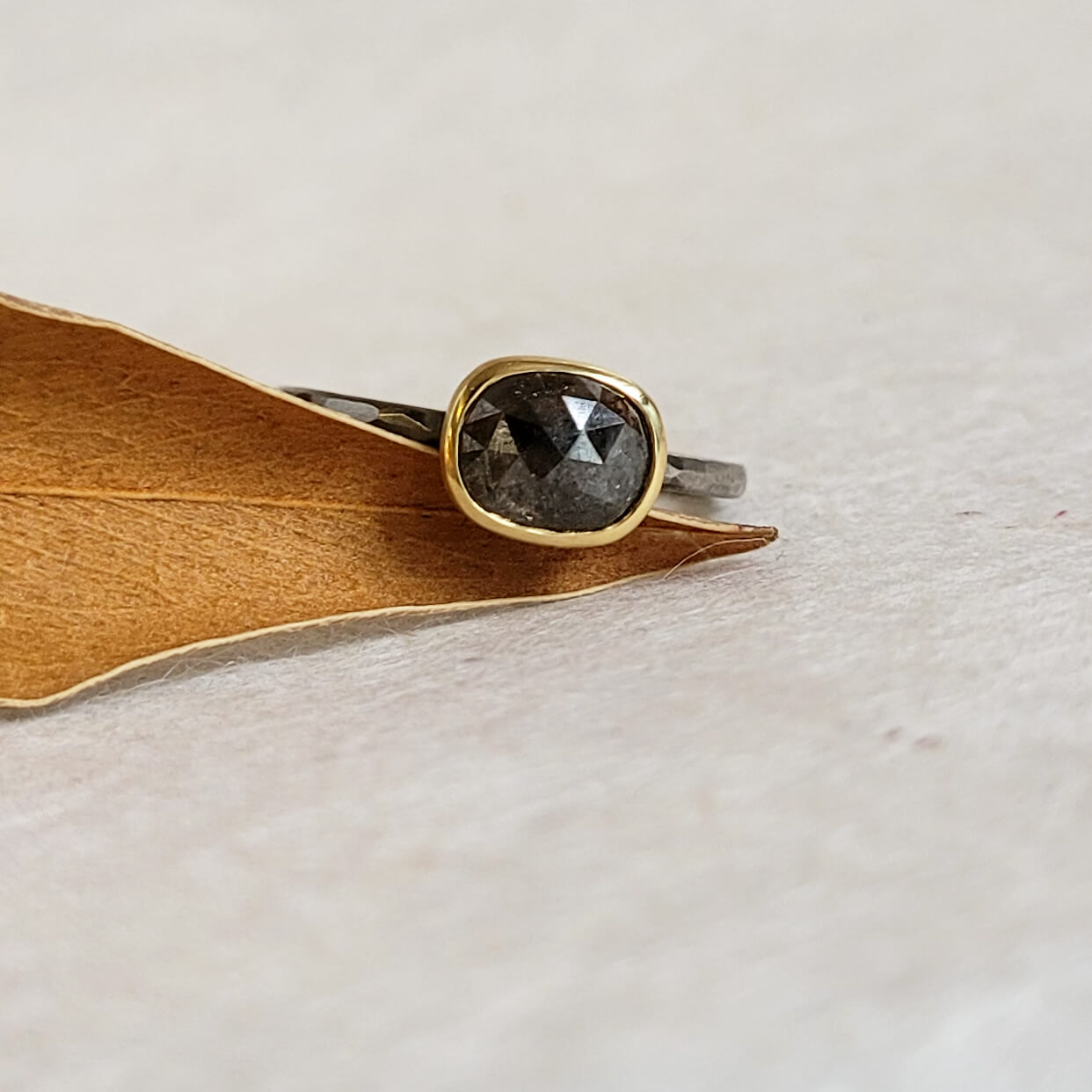 Brown Cushion Cut Diamond Ring in Palladium